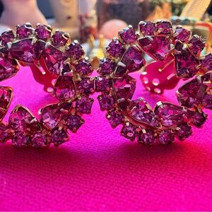 Continental - Gorgeous Pink Sparkling Rhinestone clip on earrings